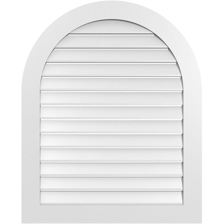 Ekena Millwork Round Top Surface Mount PVC Gable Vent: Functional, w/ 3-1/2"W x 1"P Standard Frame, 34"W x 42"H GVPRT34X4201SF
